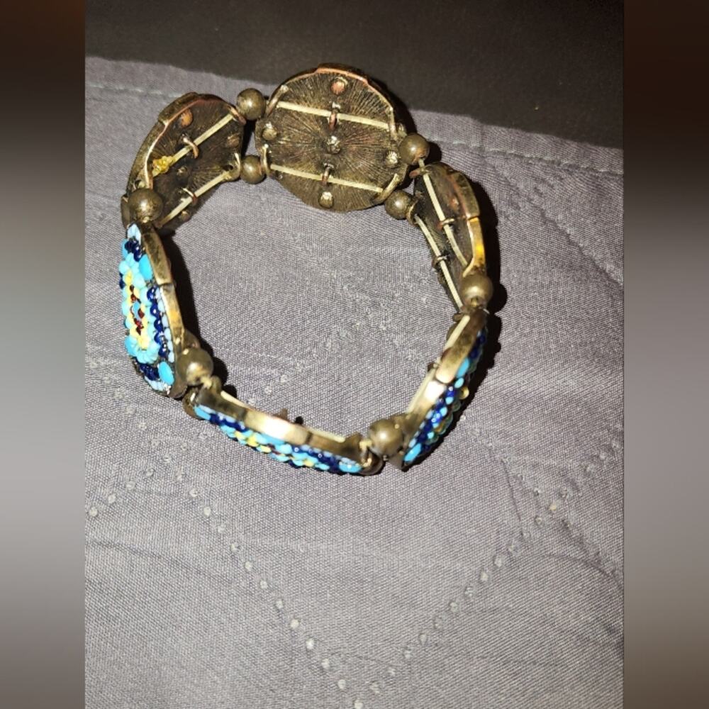 CABOCHON FOCA EUC TURQUOISE BRONZE 7.5" STRETCH BRACELET - Picture 3 of 7